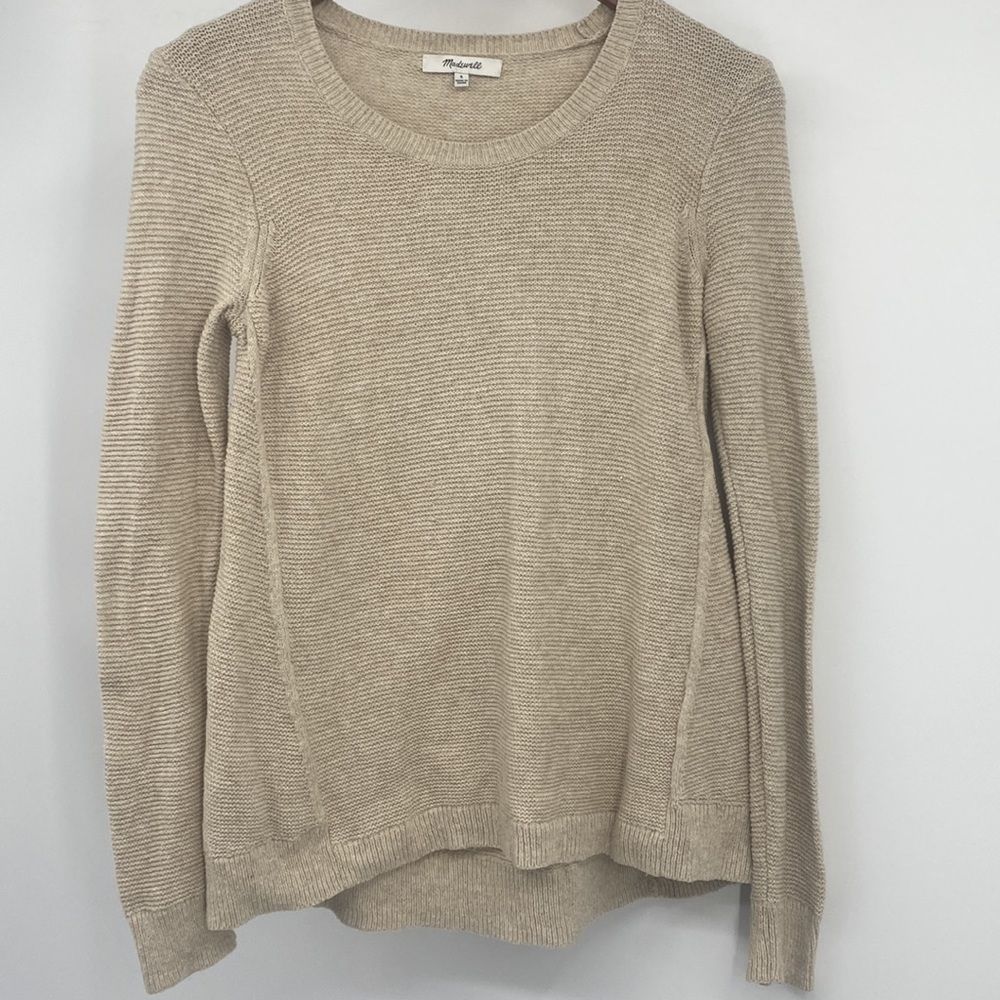 Madewell Tan Sweater With Piping Detail Size Small Oversized Fit